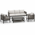 Ensemble de jardin 4 pièces anthracite et gris clair avec coussins, canapé 190 x 78 x 78 cm, fauteuils 72 x 78 x 78 cm et table 110 x 60 x 45 cm