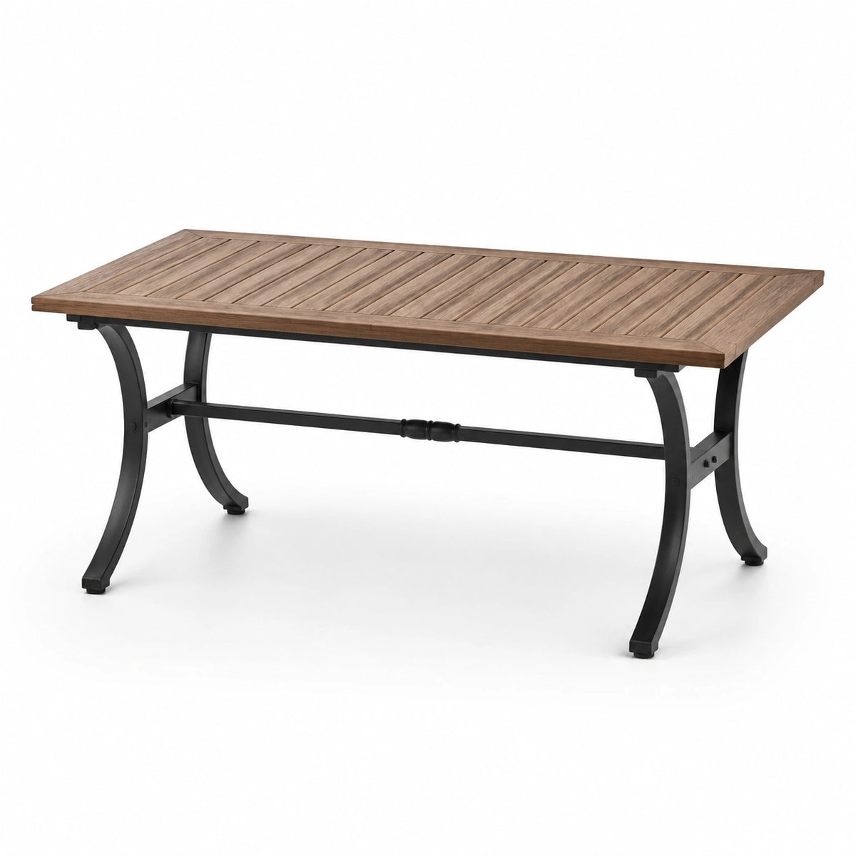 Table rectangulaire en bois brun et métal noir, 180 x 90 x 75 cm, style industriel