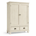 Armoire en bois blanc cassé 110 x 55 x 190 cm avec 2 portes et 2 tiroirs