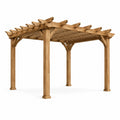 Pergola autoportante en bois brun clair avec toit ajouré, 427 x 305 x 249 cm