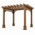 Pergola de jardin en bois brun avec toit ajouré, 400 x 300 x 270 cm, style classique