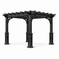 Pergola de jardin en métal noir avec toit ajouré, 300 x 300 x 250 cm