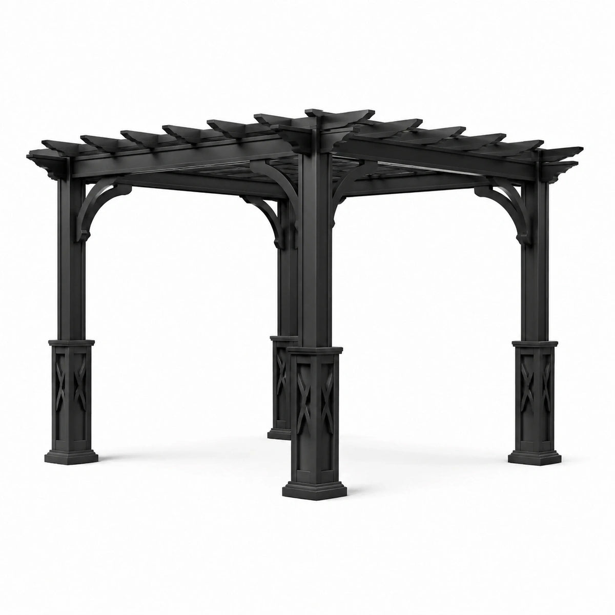 Pergola de jardin en métal noir avec toit ajouré, 300 x 300 x 250 cm